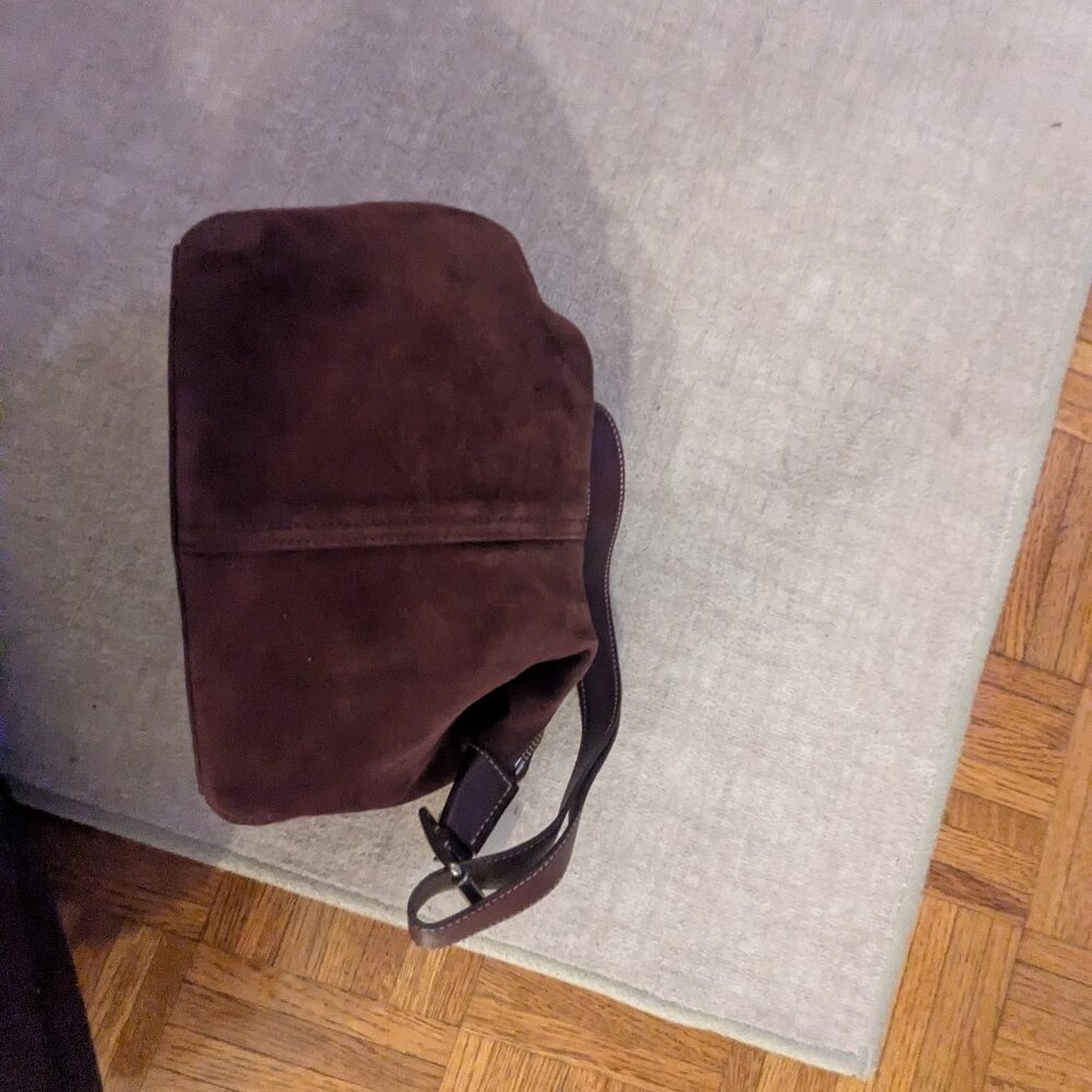 Coach factory brown suede hobo bag